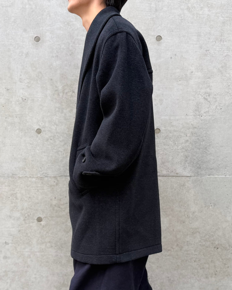 AURALEE / WOOL HERRINGBONE SHAWL COLLAR COAT / DARK CHARCOAL / A26AC02WH