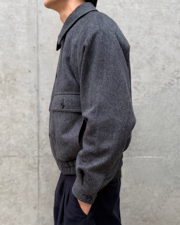 AURALEE / HAIRY WOOL MOHAIR CHAMBRAY BLOUSON / DARK GRAY / A26AB01WB