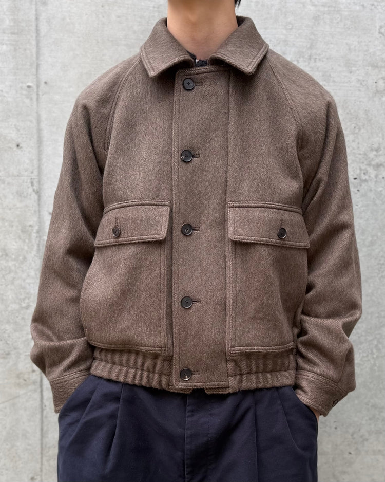 AURALEE / HAIRY WOOL MOHAIR CHAMBRAY BLOUSON / BROWN / A26AB01WB