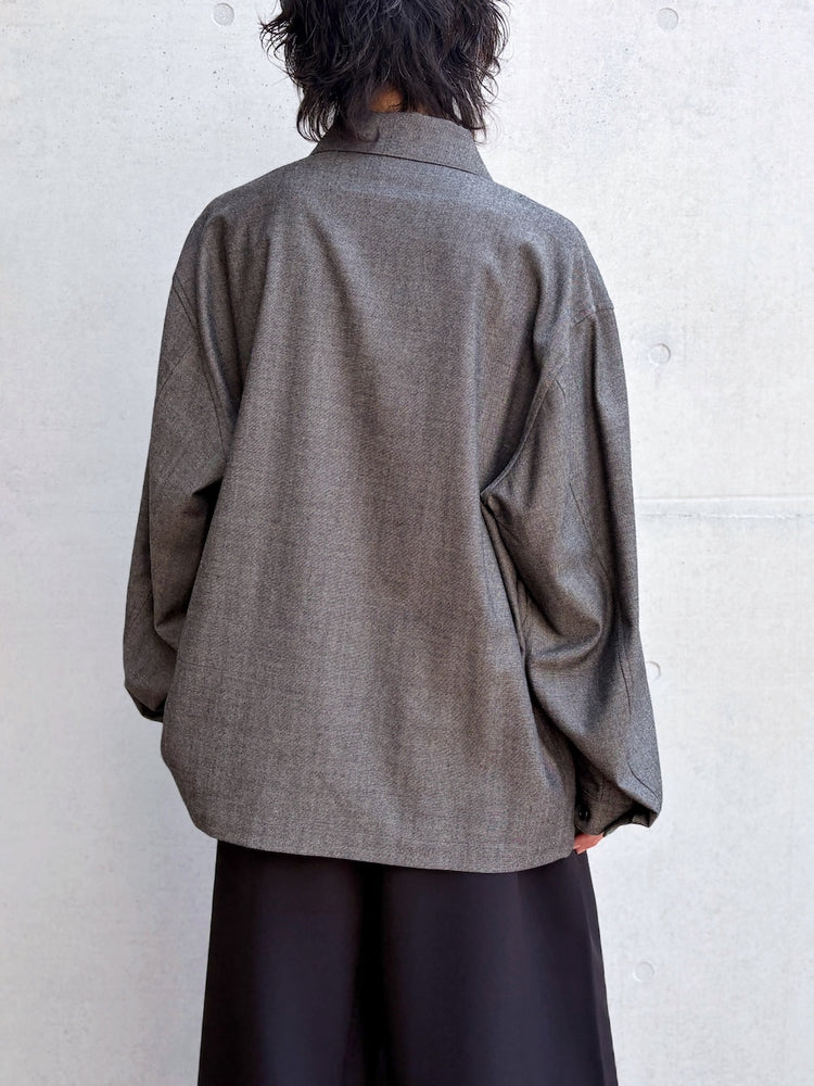 08sircus / Wool viscose chambray over shirt / charcoal / S26AW-SH04