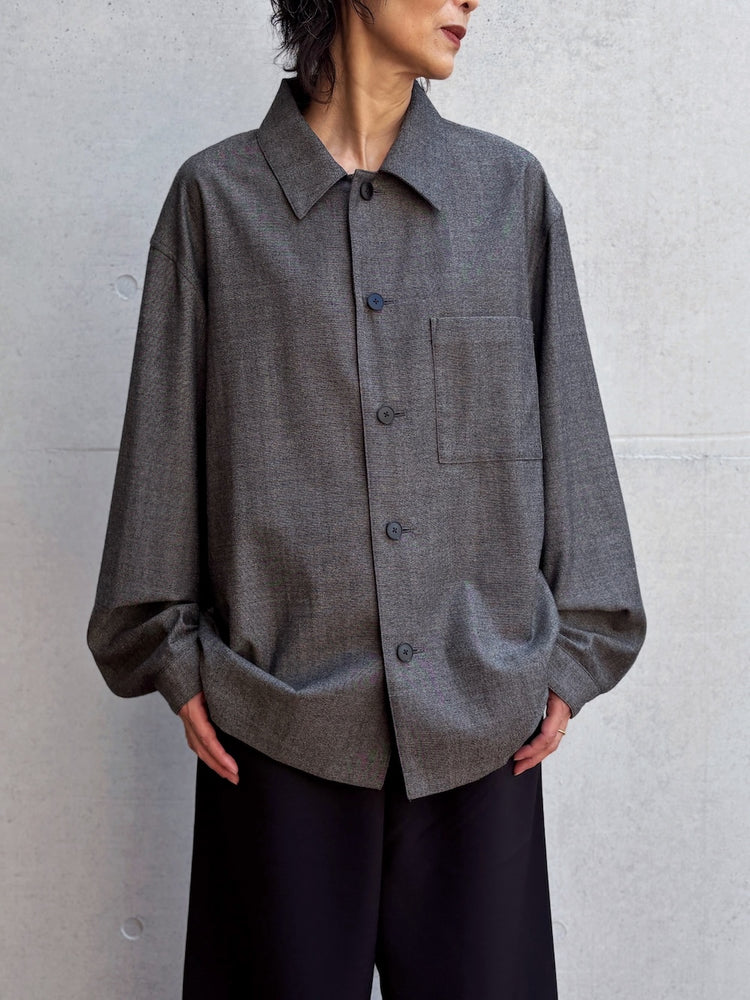 08sircus / Wool viscose chambray over shirt / charcoal / S26AW-SH04