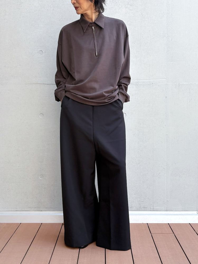 08sircus / Organic cotton jersey suede finish half zip Top / D.brown / S26AW-CS06