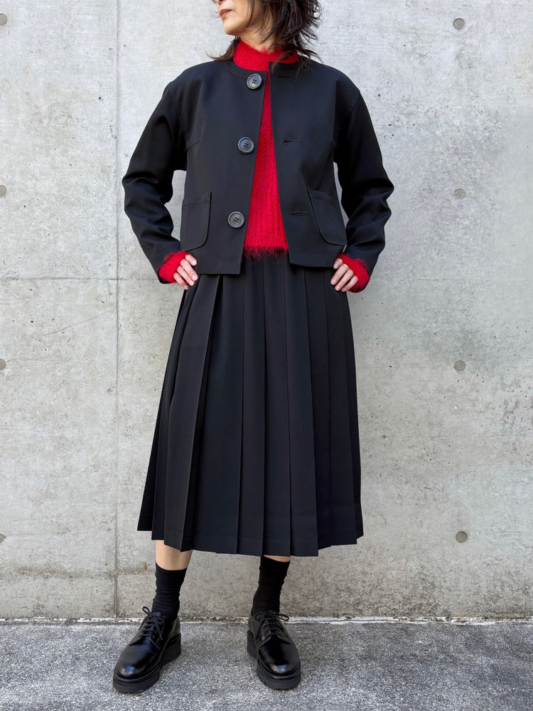 tao / ウールギャバ後染ノーカラージャケット / BLACK / TC-J100-051