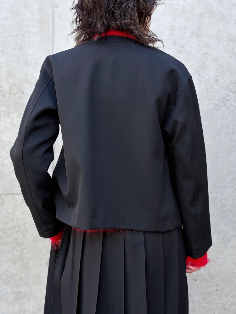 tao / ウールギャバ後染ノーカラージャケット / BLACK / TC-J100-051