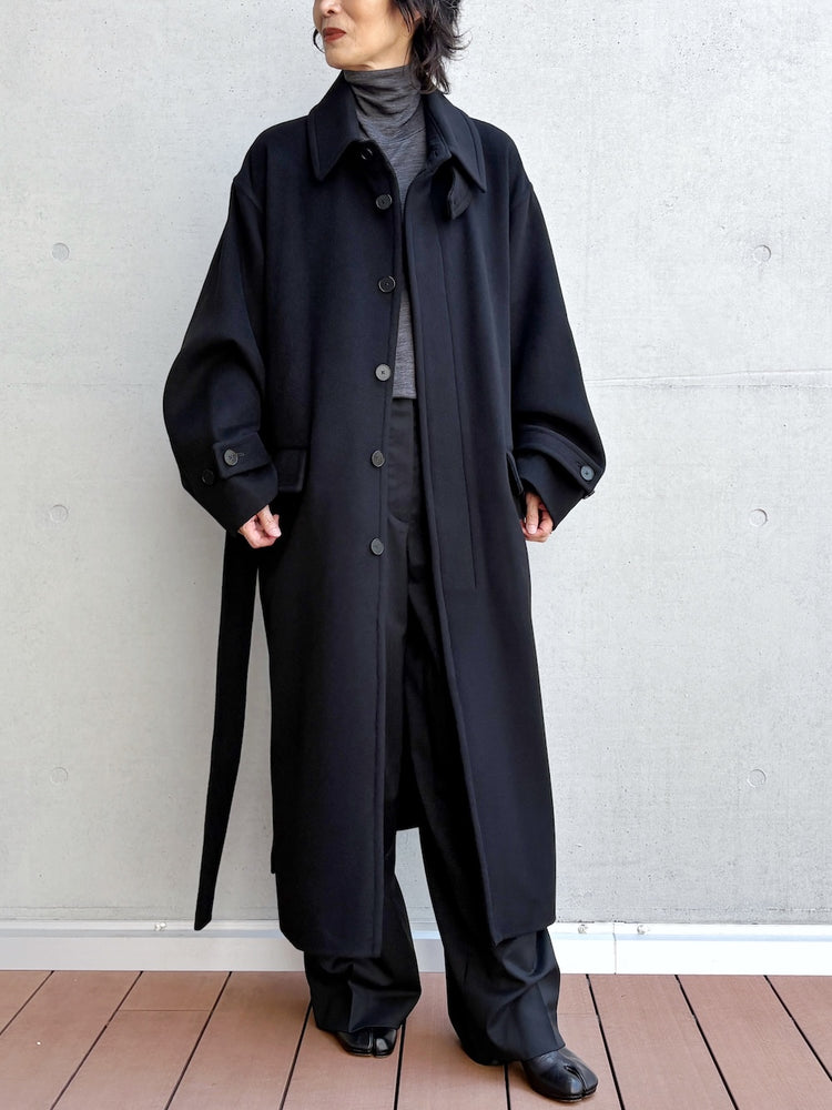 08sircus / Wool double face rever coat / black / S26AW-OT14