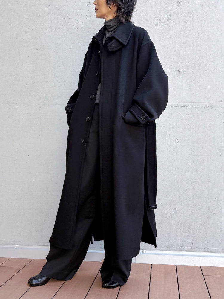 08sircus / Wool double face rever coat / black / S26AW-OT14