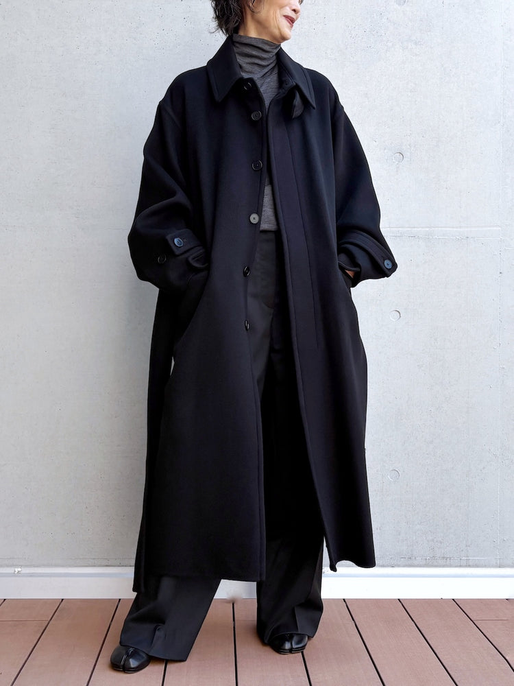 08sircus / Wool double face rever coat / black / S26AW-OT14