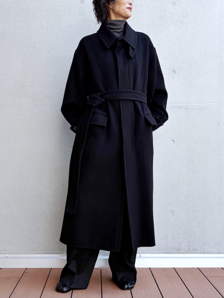 08sircus / Wool double face rever coat / black / S26AW-OT14