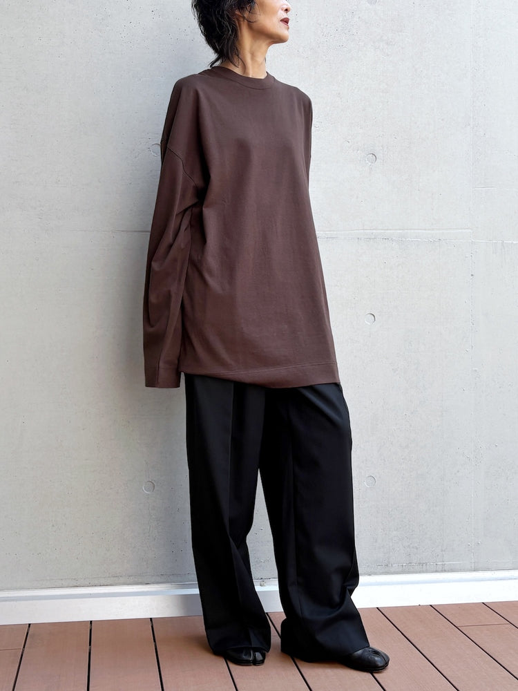 INSCRIRE / Cotton Over Size Long Sleeve Tee / BROWN / IC262DAI26AWCUT9