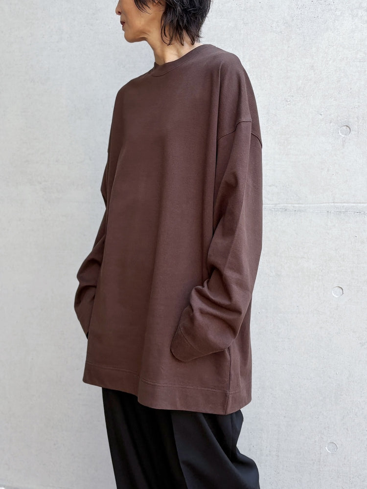 INSCRIRE / Cotton Over Size Long Sleeve Tee / BROWN / IC262DAI26AWCUT9