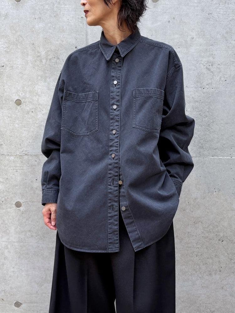 BOWTE / PIGMENT DYE WASHED WORK SHIRTS / BLACK / 262-01-0003