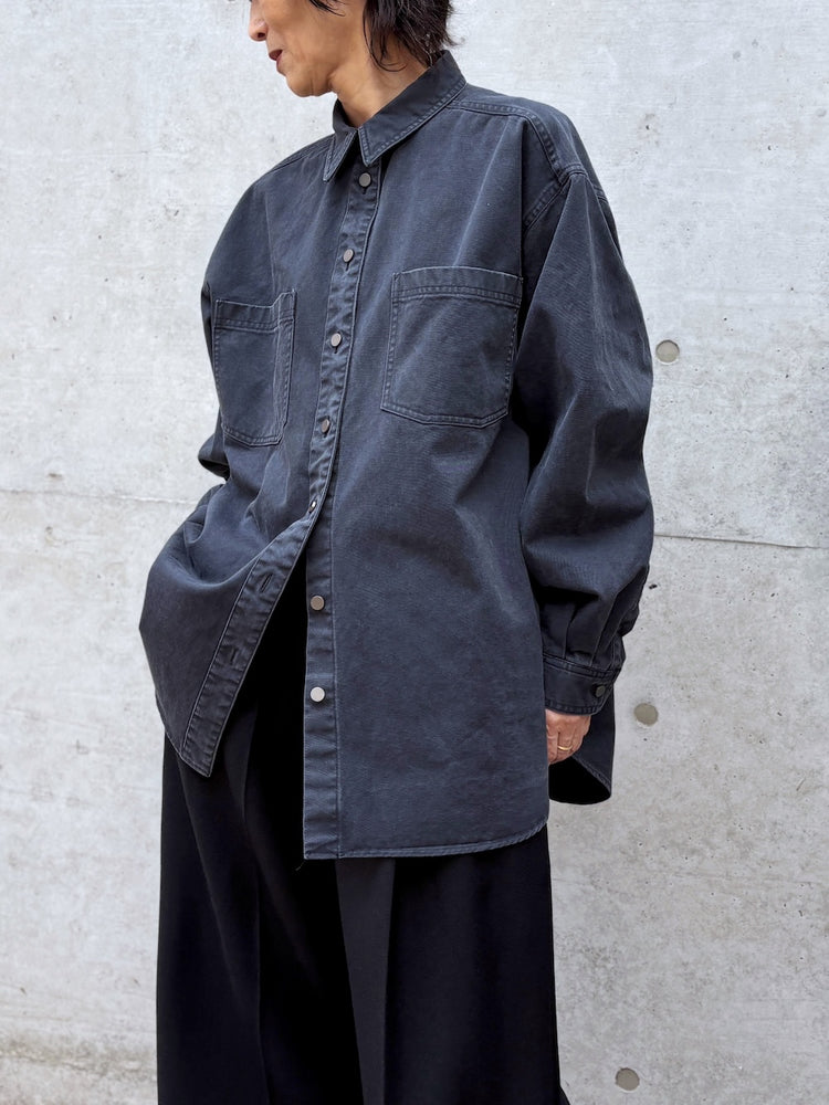 BOWTE / PIGMENT DYE WASHED WORK SHIRTS / BLACK / 262-01-0003