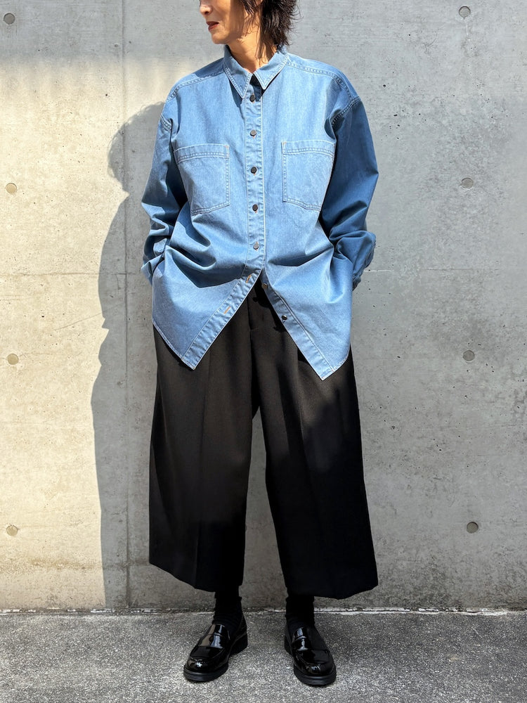 BOWTE / PIGMENT DYE WASHED WORK SHIRTS / Dusty blue / 262-01-0003