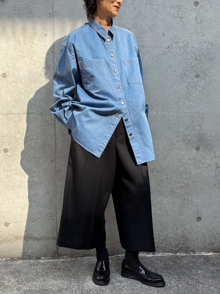 BOWTE / PIGMENT DYE WASHED WORK SHIRTS / Dusty blue / 262-01-0003
