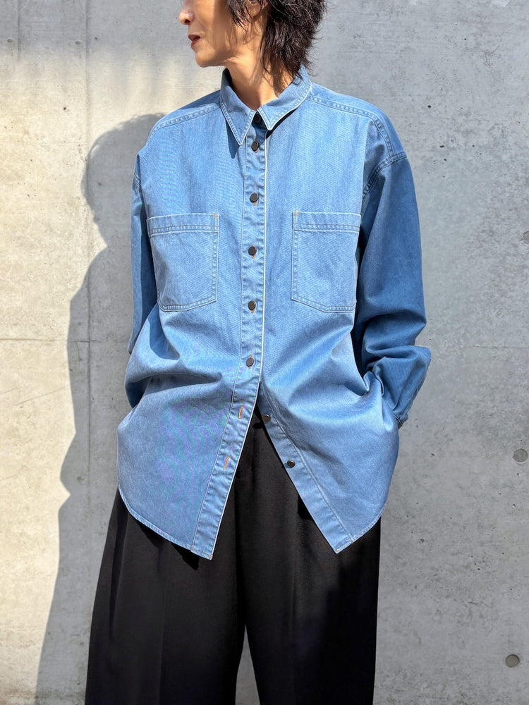 BOWTE / PIGMENT DYE WASHED WORK SHIRTS / Dusty blue / 262-01-0003