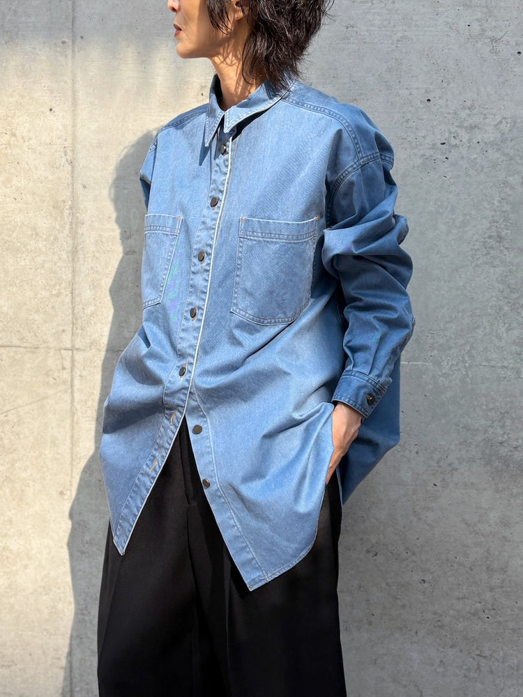 BOWTE / PIGMENT DYE WASHED WORK SHIRTS / Dusty blue / 262-01-0003