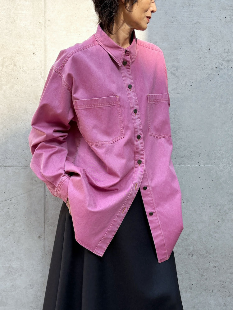 BOWTE / PIGMENT DYE WASHED WORK SHIRTS / Rosy pink / 262-01-0003