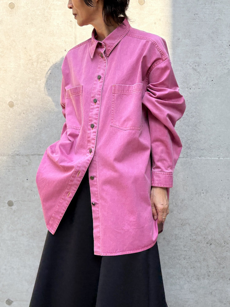 BOWTE / PIGMENT DYE WASHED WORK SHIRTS / Rosy pink / 262-01-0003