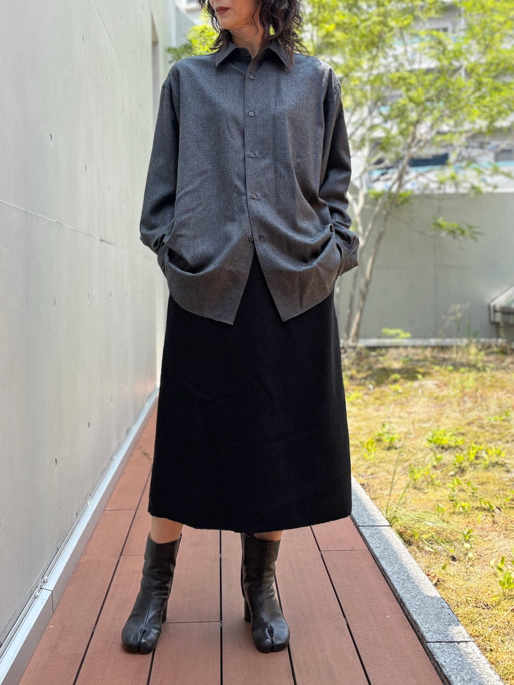 AURALEE / FULLED WOOL SILK SKIRT / BLACK / A26AS04SJ