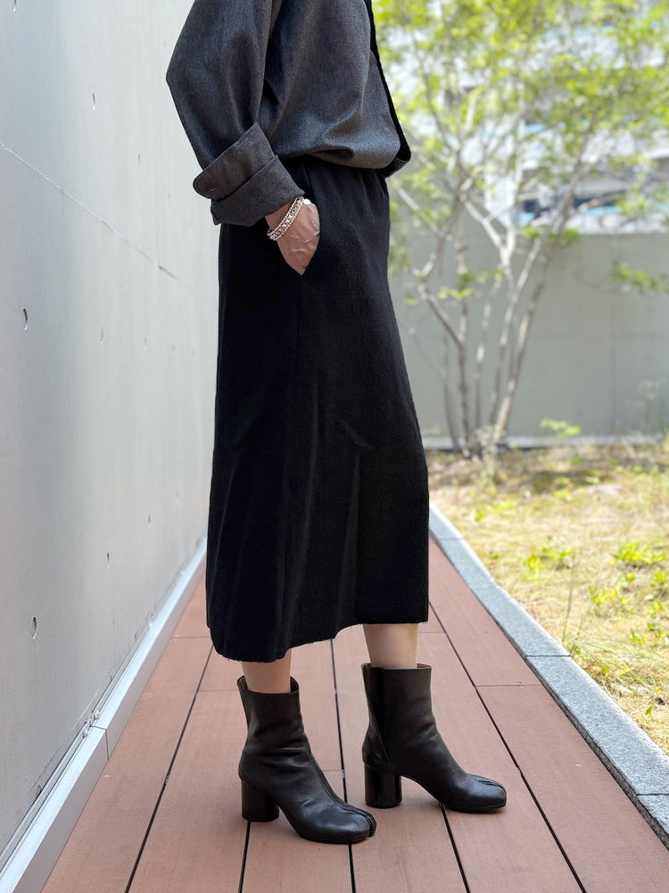 AURALEE / FULLED WOOL SILK SKIRT / BLACK / A26AS04SJ
