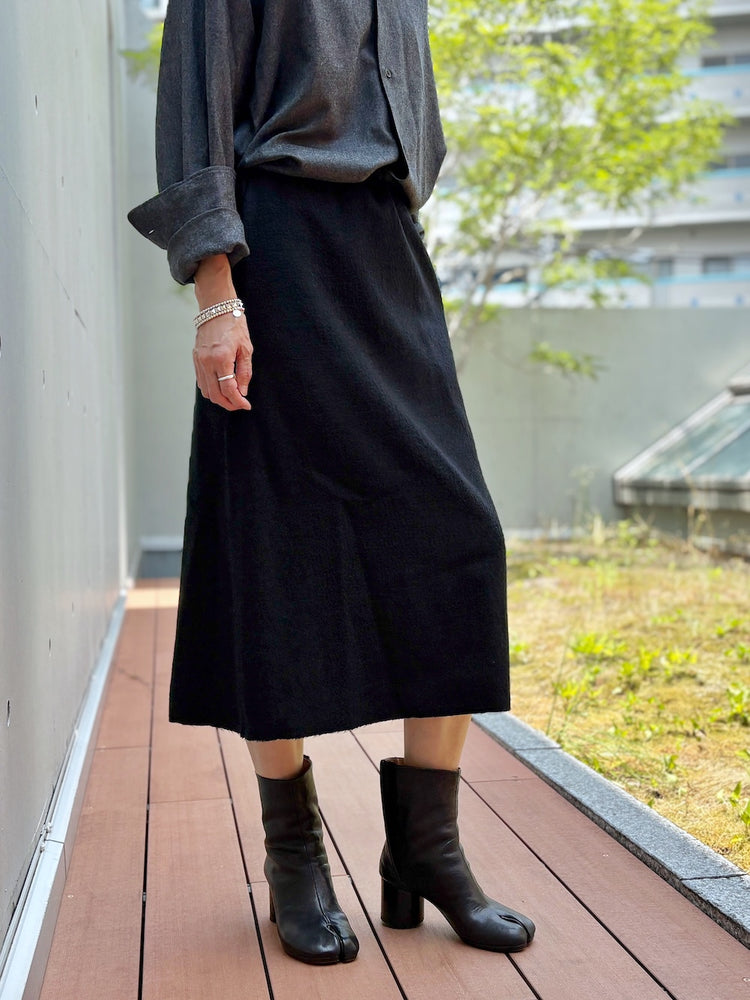 AURALEE / FULLED WOOL SILK SKIRT / BLACK / A26AS04SJ