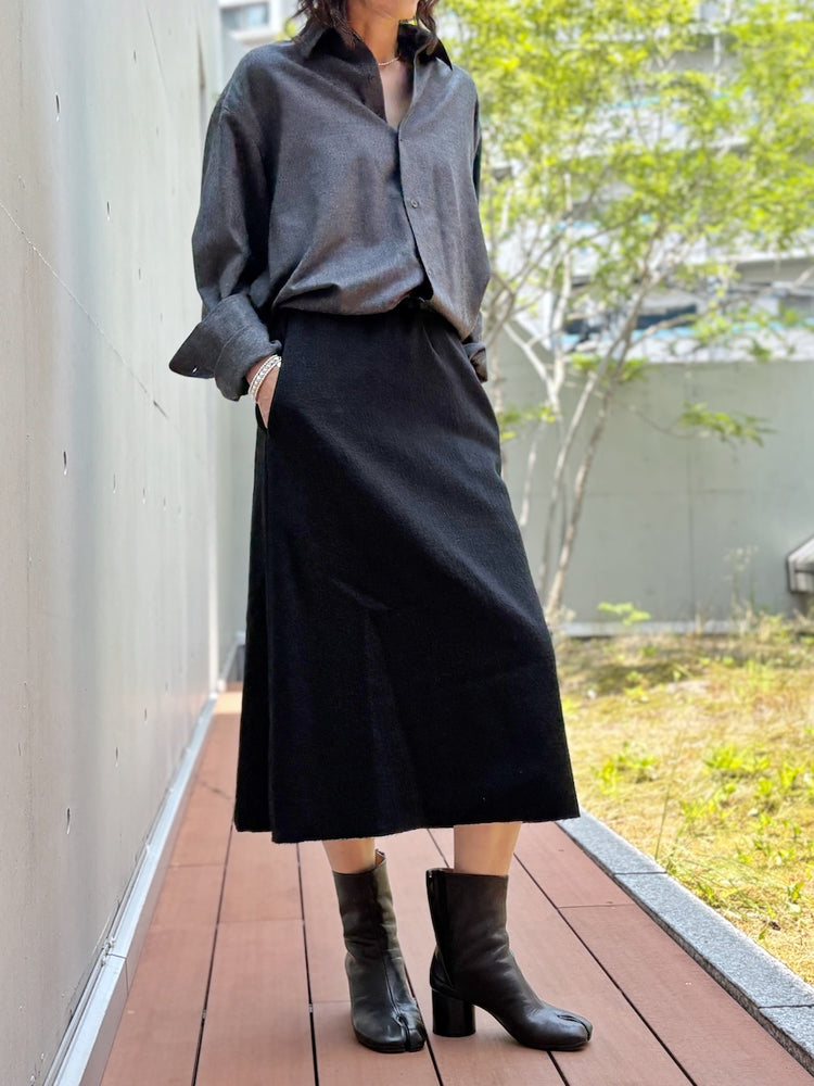 AURALEE / FULLED WOOL SILK SKIRT / BLACK / A26AS04SJ