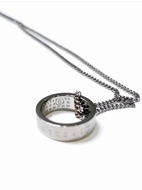 MM⑥ Maison Margiela / Minimal Logo 6mm Pendant Ring Necklace / Silver / SM6UU0048P7296951