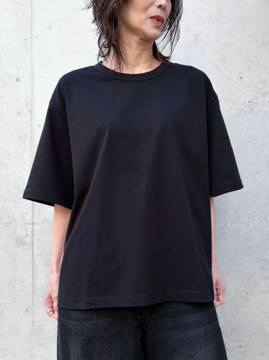 STUDIO NICHOLSON / LEE SHORT SLEEVE T-SHIRT / BLACK / SNW1617