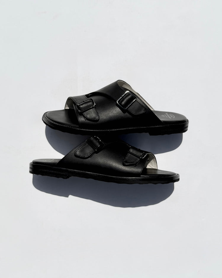 foot the coacher  / DOUBLE BELT SANDALS / BLACK (VIBRAM TILE MORFLEX) / FTC3512009