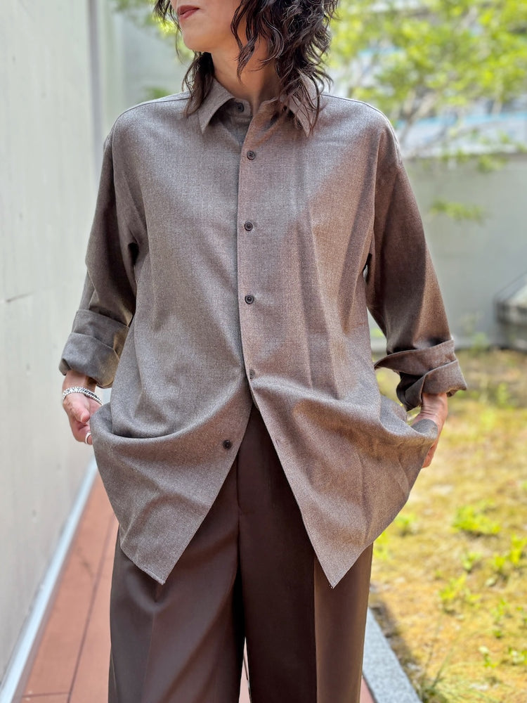 AURALEE / SUPER LIGHT WOOL SHIRT / T.BROWN / A26AS04OS