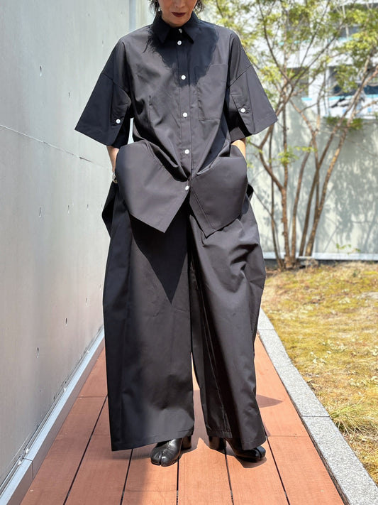 någonstans / tent line shirt / black / 470JA430-0411