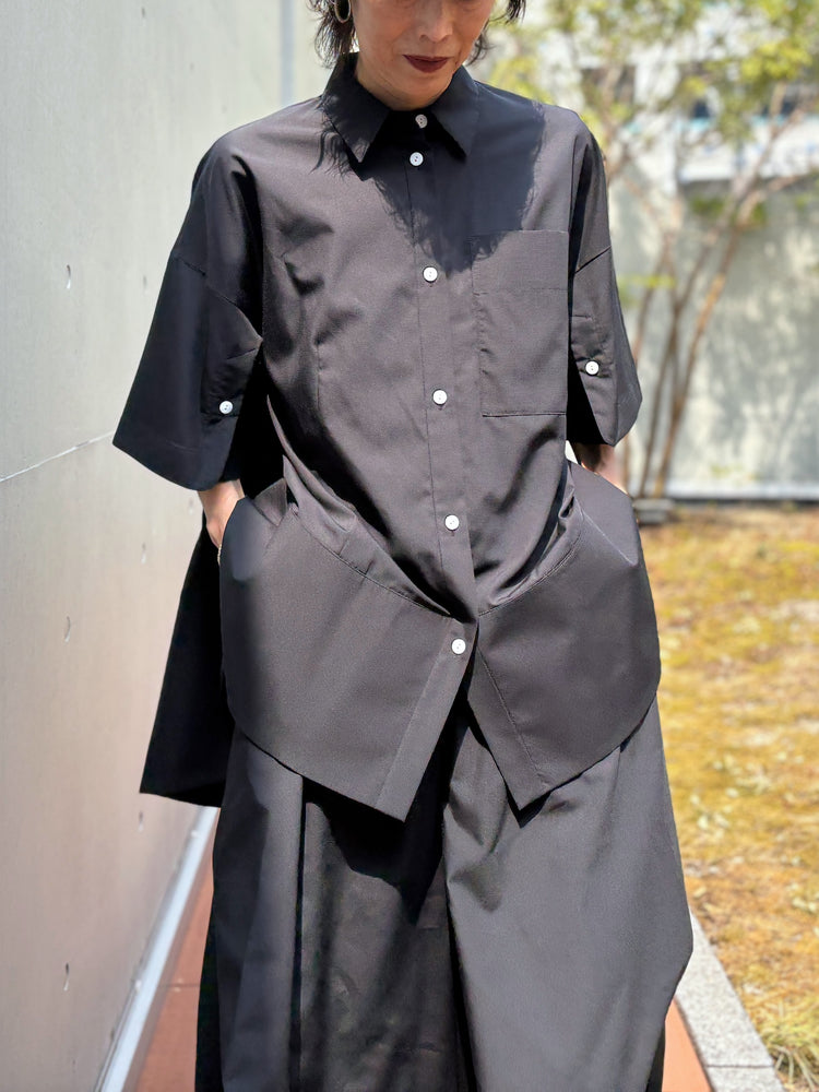 någonstans / tent line shirt / black / 470JA430-0411