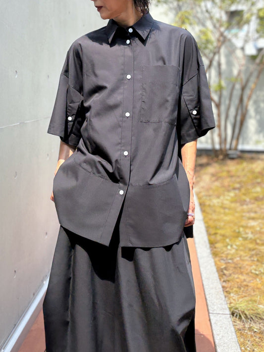 någonstans / tent line shirt / black / 470JA430-0411