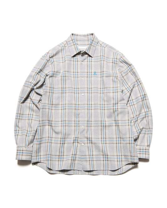 SOPHNET. / FLANNEL CHECK RELAX-FIT SHIRT / LIGHT GRAY / SPNT-262005