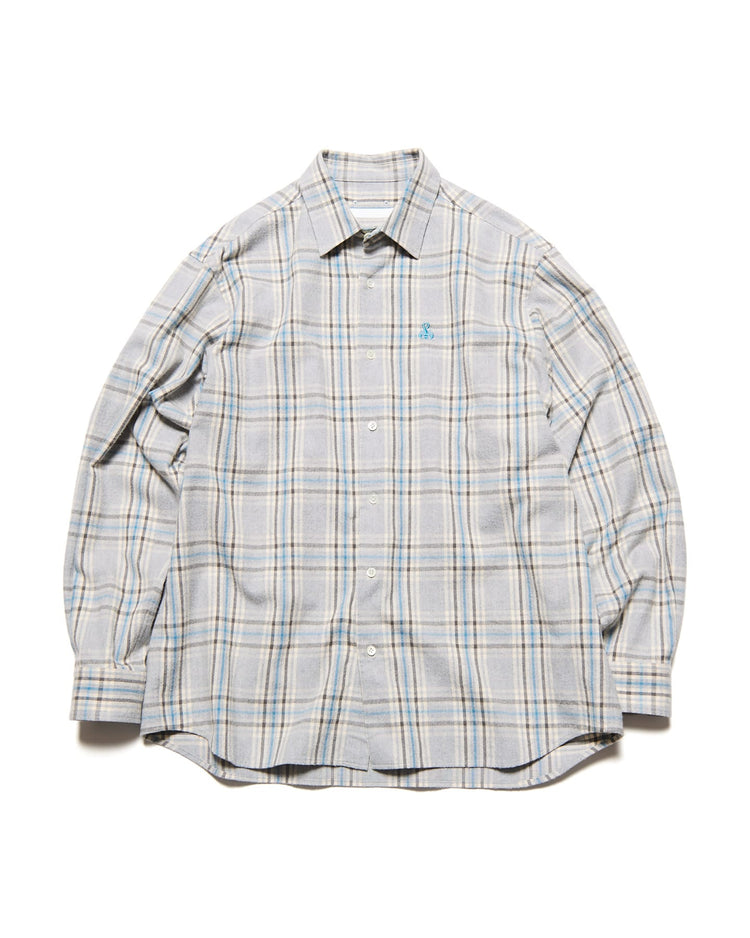 SOPHNET. / FLANNEL CHECK RELAX-FIT SHIRT / LIGHT GRAY / SPNT-262005