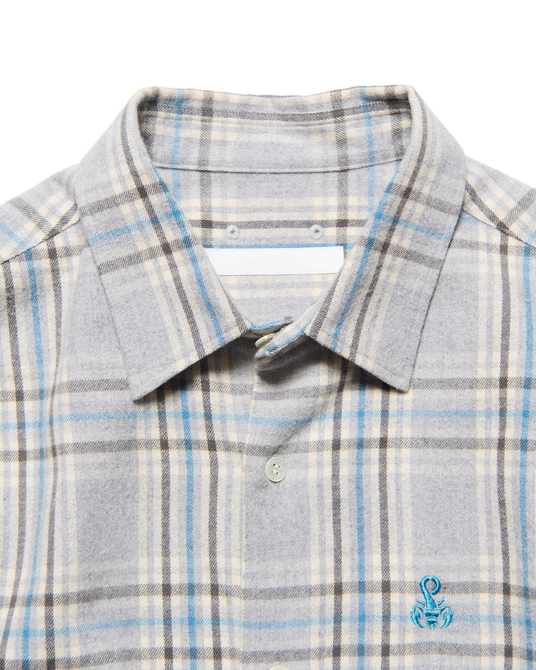 SOPHNET. / FLANNEL CHECK RELAX-FIT SHIRT / LIGHT GRAY / SPNT-262005