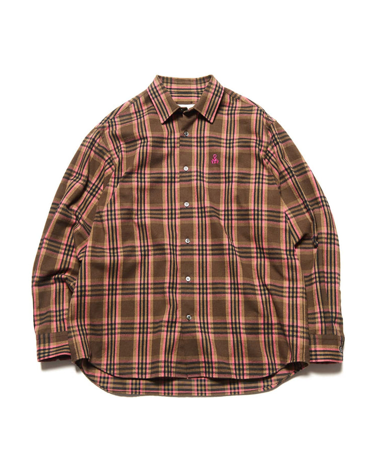 SOPHNET. / FLANNEL CHECK RELAX-FIT SHIRT / BROWN / SPNT-262005