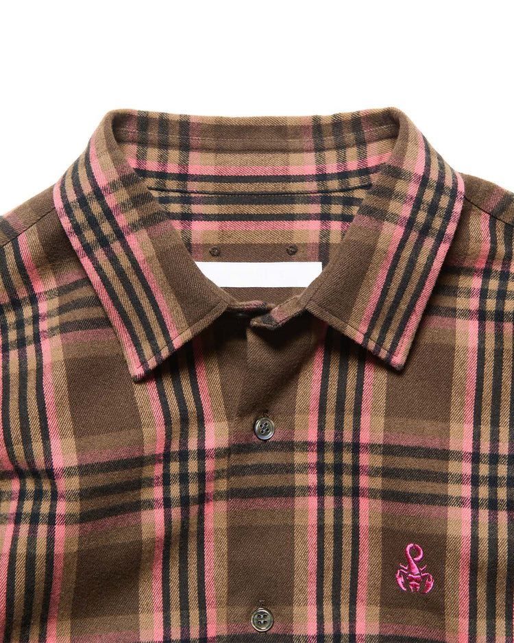 SOPHNET. / FLANNEL CHECK RELAX-FIT SHIRT / BROWN / SPNT-262005