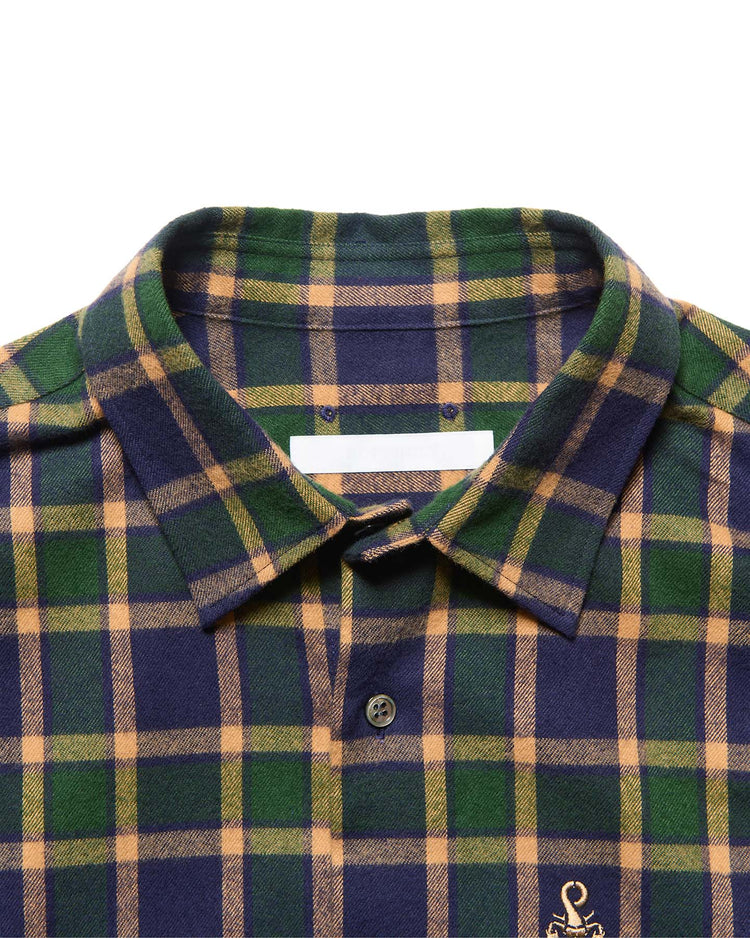 SOPHNET. / FLANNEL CHECK RELAX-FIT SHIRT / NAVY / SPNT-262005