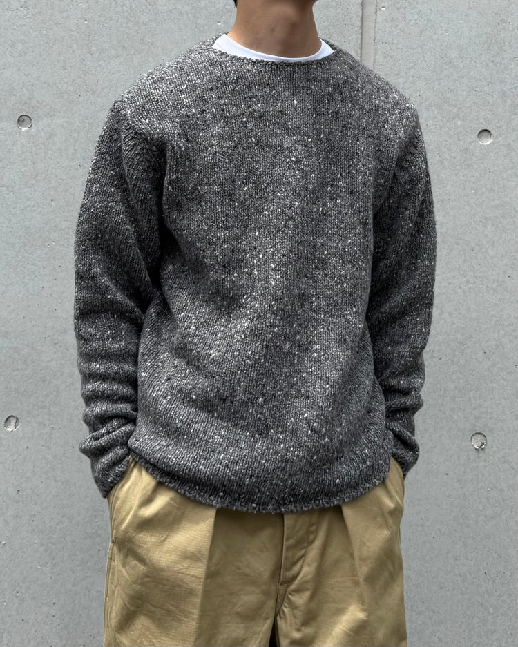AURALEE / LOW-GAUGE HOMESPUN TWEED KNIT P/O / TOP CHARCOAL / A26AP02HS