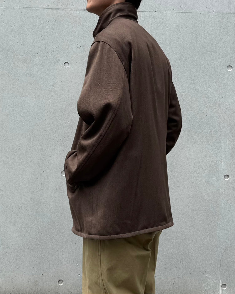 AURALEE / REVERSIBLE WOOL TWISTTED TWILL / SHEEP LEATHER HALF COAT / BROWN CHAMBRAY × BLACK / A26AC01AN