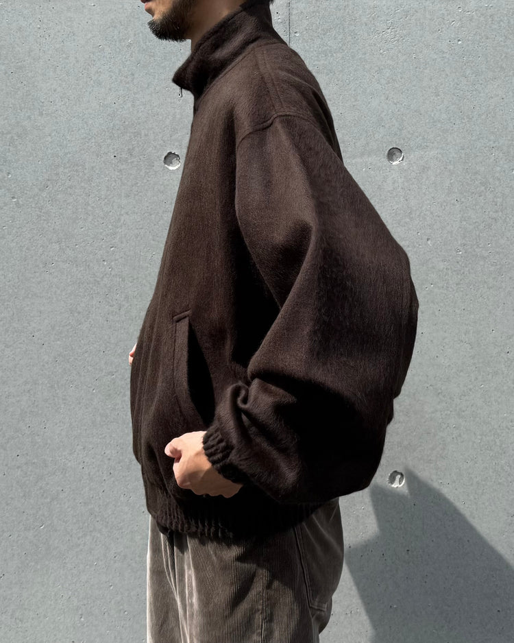 AURALEE / BABY CAMEL FLANNEL ZIP BLOUSON / DARK BROWN / A25AB03BF