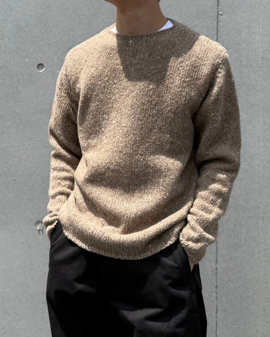 AURALEE / LOW-GAUGE HOMESPUN TWEED KNIT P/O / TOP BROWN / A26AP02HS