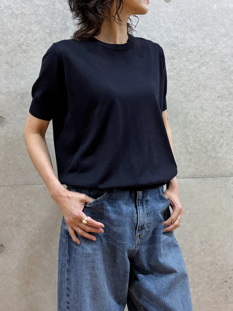 C.T.plage / Original cotton silk half sleeve pullover / b.navy / CT26117