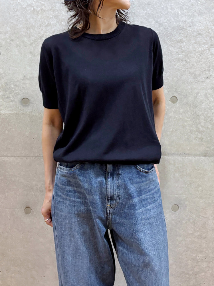 C.T.plage / Original cotton silk half sleeve pullover / b.navy / CT26117