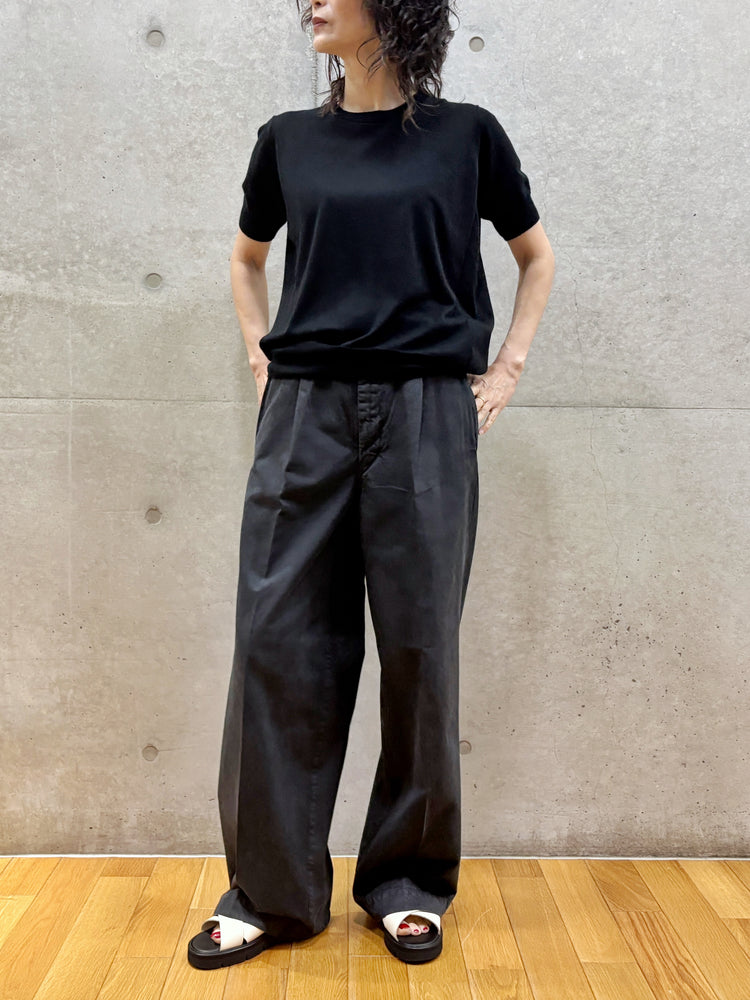 C.T.plage / Original cotton silk half sleeve pullover / black / CT26117