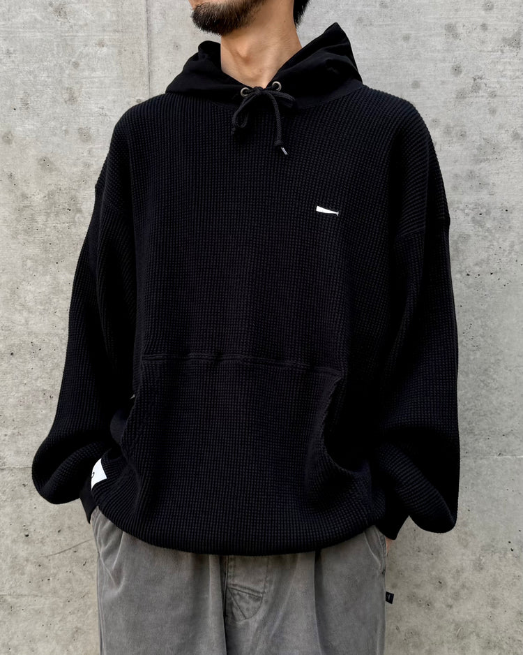 DESCENDANT / CACHALOT WAFFLE HOODY / 252ATDS-CSM04 / BLACK