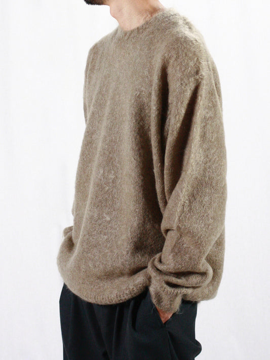 AURALEE / BRUSHED SUPER KID MOHAIR KNIT P/O / GRAY BEIGE / A24AP03KM