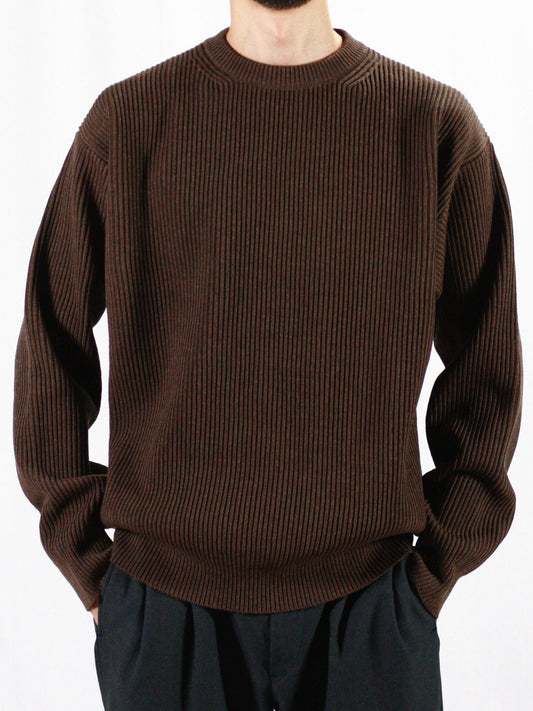 AURALEE / SUPER FINE WOOL RIB KNIT P/O / TOP BROWN / A24AP02RK