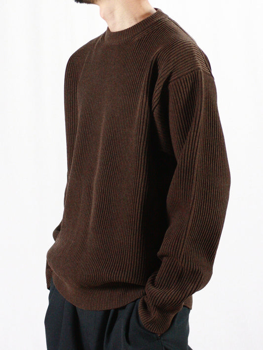 AURALEE / SUPER FINE WOOL RIB KNIT P/O / TOP BROWN / A24AP02RK